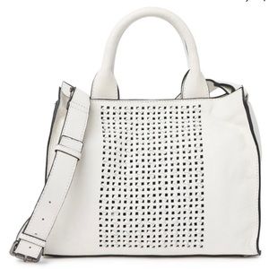 Tahari Savannah White Leather Satchel